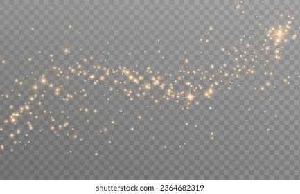 Golden Dust Light PNG.Light Effects Background. Glowing Christmas Dust Backdrop with Bokeh Confetti and Sparkle Overlay Texture, Ideal for Stock and Design Projects.