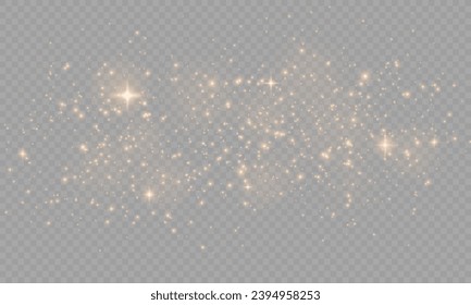 Golden Dust Light PNG.Light Effects Background. Glowing Christmas Dust Backdrop with Bokeh Confetti and Sparkle Overlay Texture, Ideal for Stock and Design Projects.	