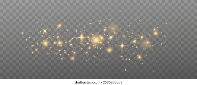 Golden Dust Light.Glowing Christmas Dust Backdrop.	