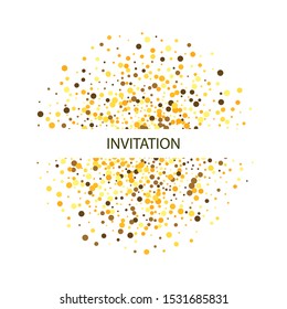 
Golden dust particles in the form of a circle. Design element. Invitation