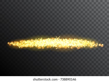 Golden dust with sparkling glitter particles. Gold dots effect. Glow special effect.