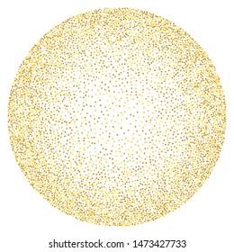Golden dust A sphere, a circle filled with very small dots, points. The effect of stippling to create textured backgrounds. Vector illustration