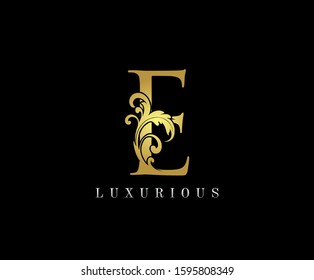 Golden E Luxury Logo Icon, Elegant E Letter Logo Design.