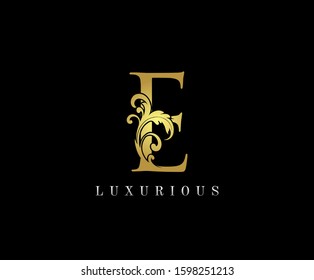 Golden E Luxury Logo Icon, Classic E Letter Logo Design.