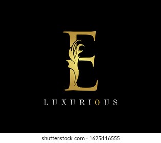 Golden E Luxury Logo Icon, Elegant E Letter Logo Design.