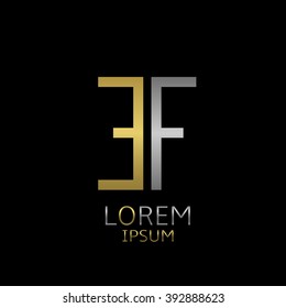 Golden E and silver F letters logo template for your business company