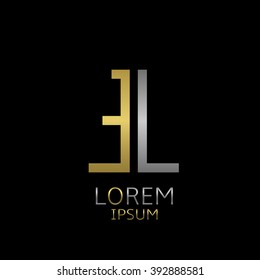 Golden E and silver L letters logo template for your business company