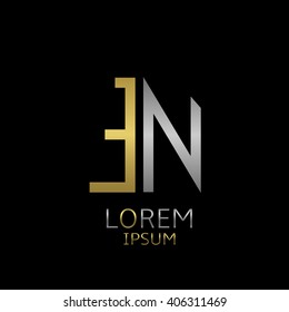 Golden E and silver N letters logo template for your business company