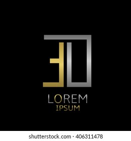 Golden E and silver O letters logo template for your business company