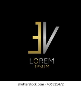 Golden E and silver V letters logo template for your business company