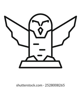 Golden eagle bird statue award trophy spreading wings icon vector. Outline illustration of golden eagle bird statue award trophy spreading wings vector icon for web design isolated on white background