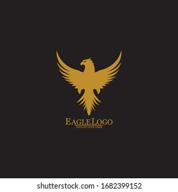 Golden Eagle with Black Background, Vector, Illustration