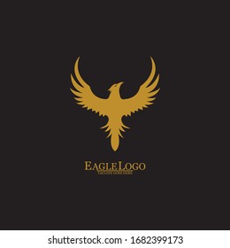 Golden Eagle with Black Background, Vector, Illustration