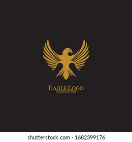 Golden Eagle with Black Background, Vector, Illustration