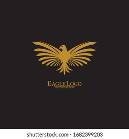 Golden Eagle Black Background Vector Illustration Stock Vector Royalty Free