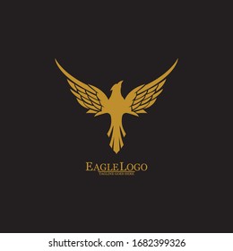 Golden Eagle with Black Background, Vector, Illustration