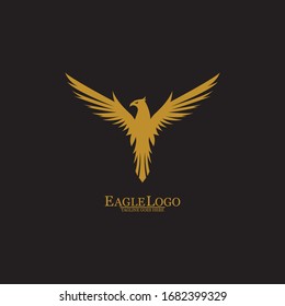 Águila dorada con fondo negro, vector, ilustración