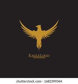 Golden Eagle with Black Background, Vector, Illustration