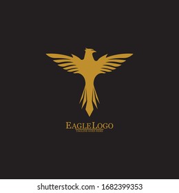 Golden Eagle with Black Background, Vector, Illustration