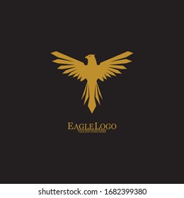 Golden Eagle with Black Background, Vector, Illustration