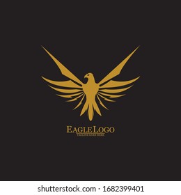 Golden Eagle with Black Background, Vector, Illustration