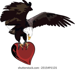 golden eagle carrying a heart with claws