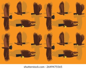 Golden Eagle Cartoon Character Seamless Wallpaper Background