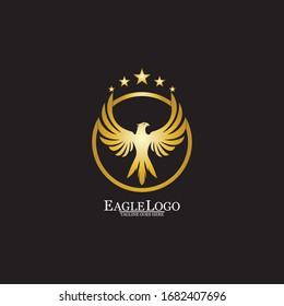 golden eagle with circle logo design