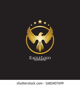 golden eagle with circle logo design