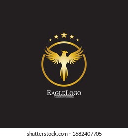 golden eagle with circle logo design