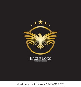 golden eagle with circle logo design