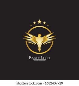golden eagle with circle logo design