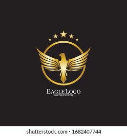 golden eagle with circle logo design