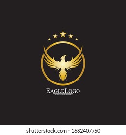 golden eagle with circle logo design