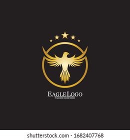 golden eagle with circle logo design