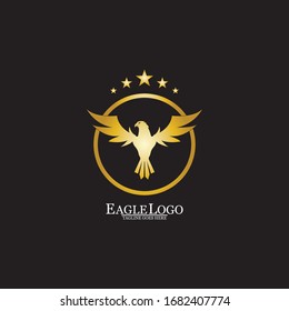 golden eagle with circle logo design