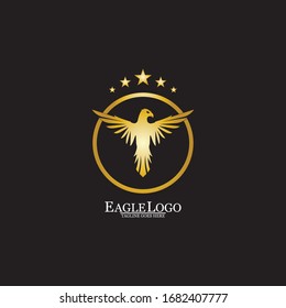 golden eagle with circle logo design