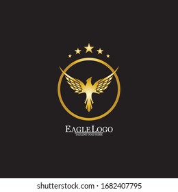 golden eagle with circle logo design