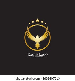 golden eagle with circle logo design