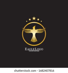 golden eagle with circle logo design