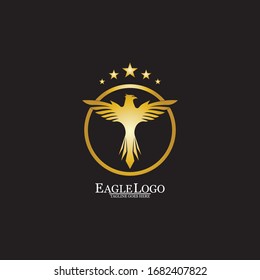 golden eagle with circle logo design