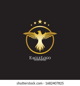 golden eagle with circle logo design