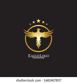golden eagle with circle logo design
