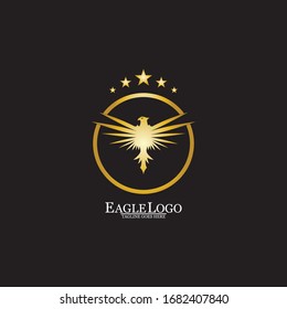 golden eagle with circle logo design