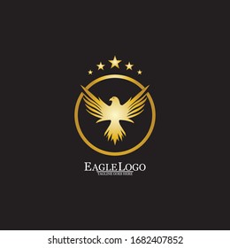 golden eagle with circle logo design