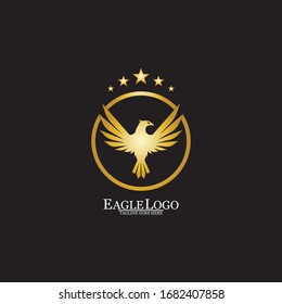 golden eagle with circle logo design