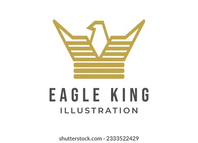 Golden Eagle Falcon Hawk King Crown Icon Illustration Vector