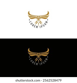 Golden Eagle Falcon Hawk Spread Wings Bird Symbol Illustration Logo Design Vector