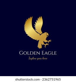 Diseño del logotipo de vuelo del águila dorada para la compañía. EPS vectorial 10