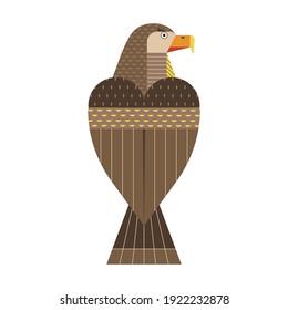 Golden eagle geometric icon. Dark brown bird of prey with lighter golden-brown plumage on it head and neck. Aquila chrysaetos or eagle is large raptor with brown colored feathers.